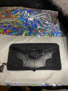 Black Women's Wallet Clutch with Bow Accent